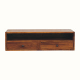 Fogel 2 Drawer Open Wall Mounted Console Table - Chestnut