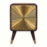 Sunrise Curved Bedside Table, Medium - Gold/Chestnut