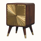 Sunrise Curved Bedside Table, Medium - Gold/Chestnut