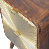 Sunrise Curved Bedside Table, Medium - Gold/Chestnut