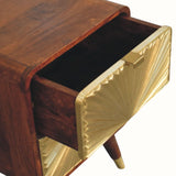 Sunrise Curved Bedside Table, Medium - Gold/Chestnut