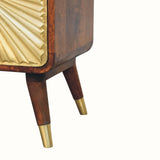 Sunrise Curved Bedside Table, Medium - Gold/Chestnut