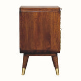 Sunrise Curved Bedside Table, Medium - Gold/Chestnut