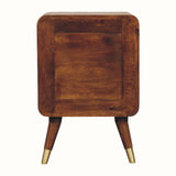 Sunrise Curved Bedside Table, Medium - Gold/Chestnut