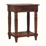 Louis 1 Drawer Bedside Table, Small - Chestnut