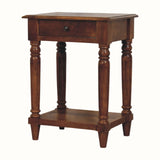 Louis 1 Drawer Bedside Table, Small - Chestnut