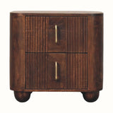 Merrick Fluted Bedside Table, Medium - California Walnut