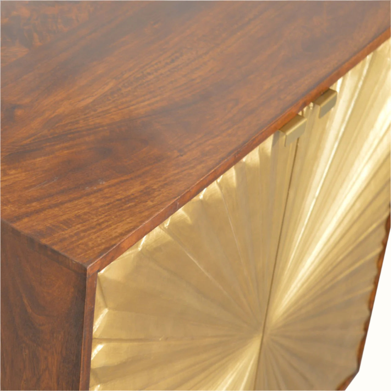 Wooden surface with a gold leaf design