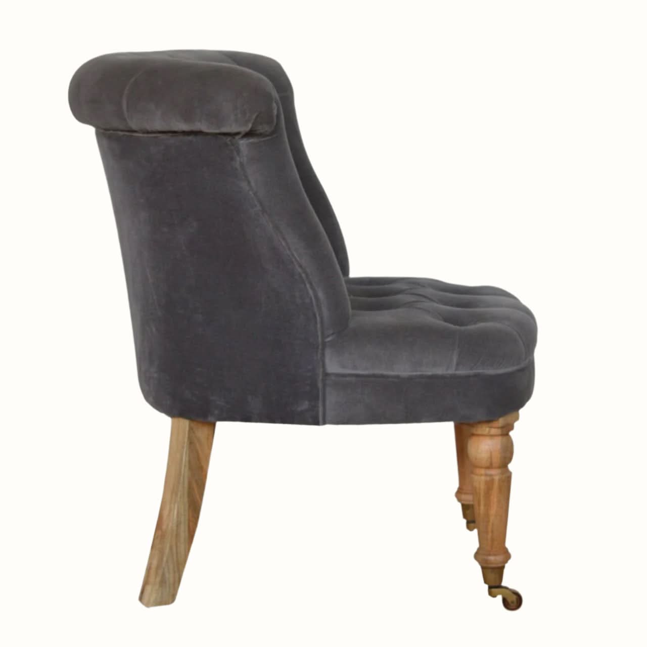 Bokel Home Accent Chairs Mineo Velvet Accent Chair - Grey/Natural