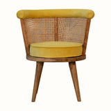 Bokel Home Accent Chairs Seeley Cane Chair - Mustard Velvet/Natural