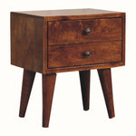 Bokel Home Bedside Tables Fogel 2 Drawer Bedside Table, Small - Chestnut