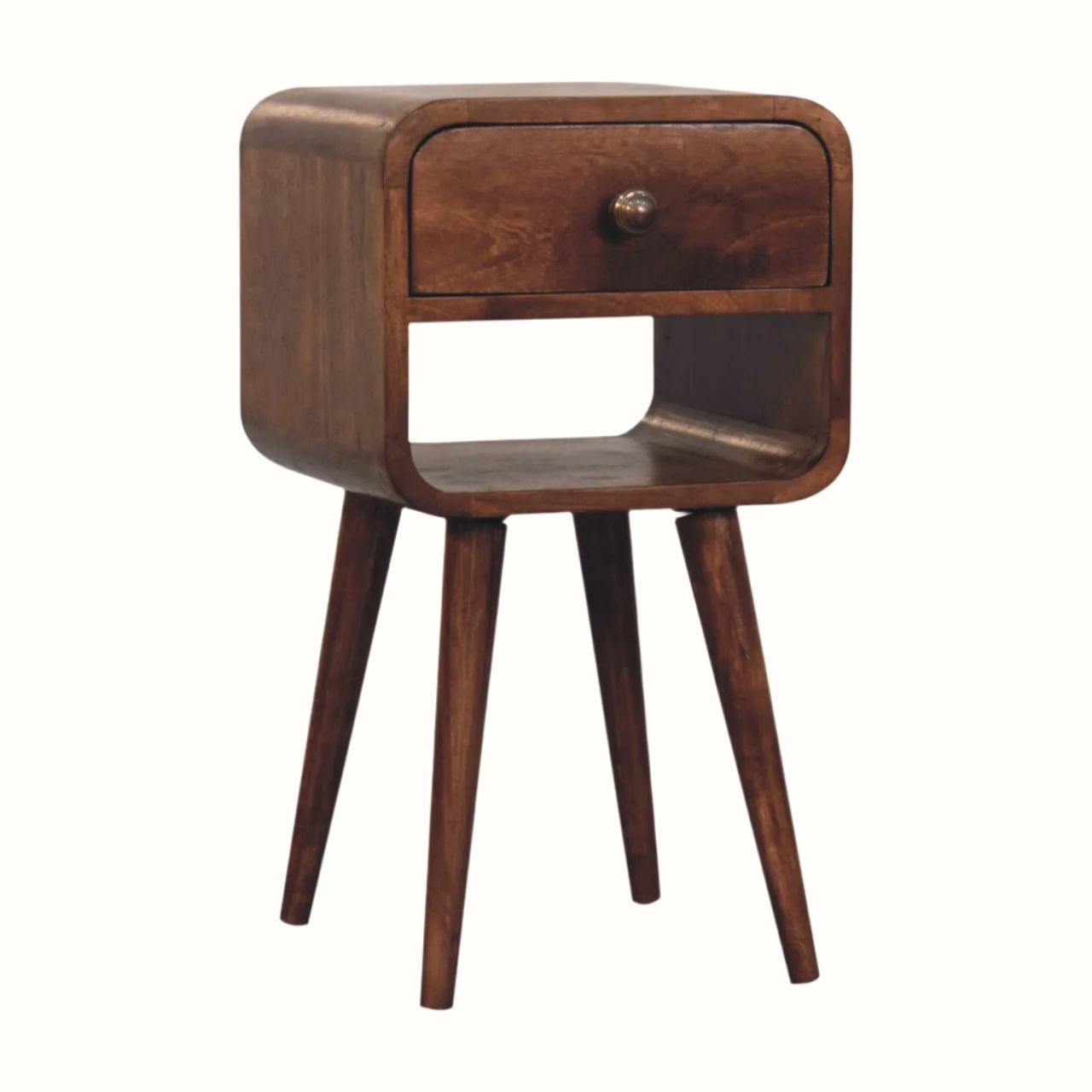 Bokel Home Bedside Tables Hamade Open Bedside Table with Lower Slot, Small - Honey Caramel