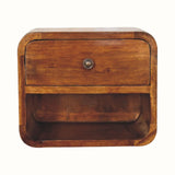 Bokel Home Bedside Tables Hamade Open Wall-Mounted Bedside Table, Small - Chestnut