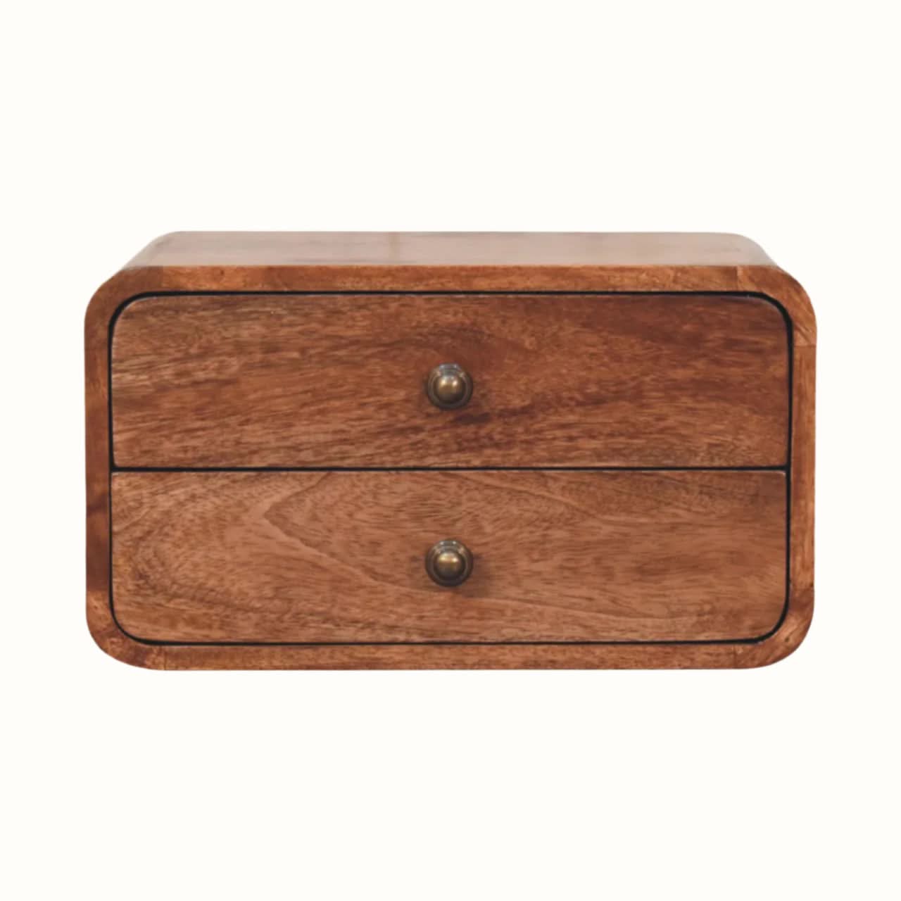 Bokel Home Bedside Tables Hamade Wall Mounted 2 Drawer Bedside Table - Honey Caramel