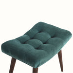 Bokel Home Bench Bethell Curved Stool, Medium - Forest Green Velvet/Walnut