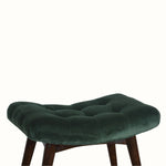 Bokel Home Bench Bethell Curved Stool, Medium - Forest Green Velvet/Walnut