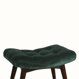 Bokel Home Bench Bethell Curved Stool, Medium - Forest Green Velvet/Walnut