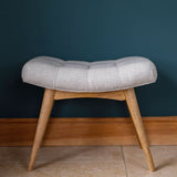 Bokel Home Bench Bethell Curved Stool, Medium - Grey Tweed/Natural