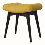 Bokel Home Bench Bethell Curved Stool, Medium - Mustard Velvet/Walnut
