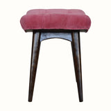 Bokel Home Bench Bethell Curved Stool, Medium - Rose Pink Velvet/Walnut