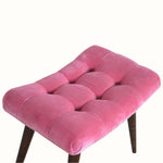 Bokel Home Bench Bethell Curved Stool, Medium - Rose Pink Velvet/Walnut