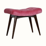 Bokel Home Bench Bethell Curved Stool, Medium - Rose Pink Velvet/Walnut