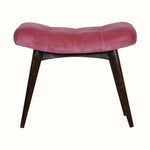 Bokel Home Bench Bethell Curved Stool, Medium - Rose Pink Velvet/Walnut