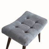 Bokel Home Bench Bethell Curved Stool, Medium - Stone Grey Velvet/Walnut