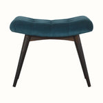 Bokel Home Bench Bethell Curved Stool, Medium - Teal Velvet/Walnut