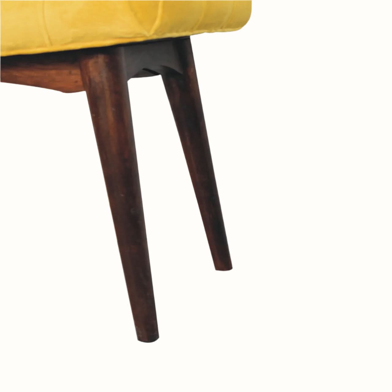 Bokel Home Bench Bethell Curved Stool, Small - Mustard Velvet/Walnut
