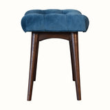 Bokel Home Bench Bethell Curved Stool, Small - Teal Velvet/Walnut