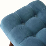 Bokel Home Bench Bethell Curved Stool, Small - Teal Velvet/Walnut
