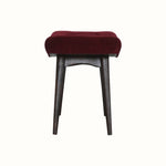 Bokel Home Bench Bethell Curved Stool - Wine Red Velvet/Walnut