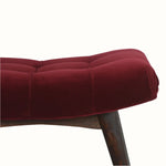 Bokel Home Bench Bethell Curved Stool - Wine Red Velvet/Walnut