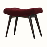 Bokel Home Bench Bethell Curved Stool - Wine Red Velvet/Walnut