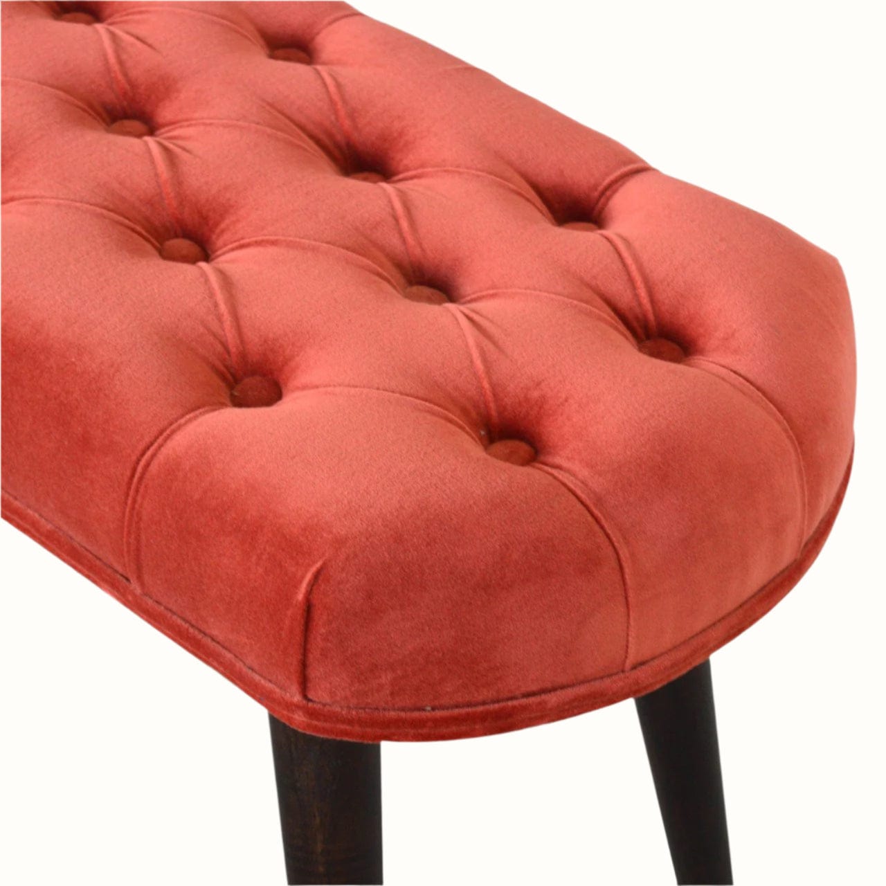 Bokel Home Bench Femia Velvet Bench - Brick Red/Walnut
