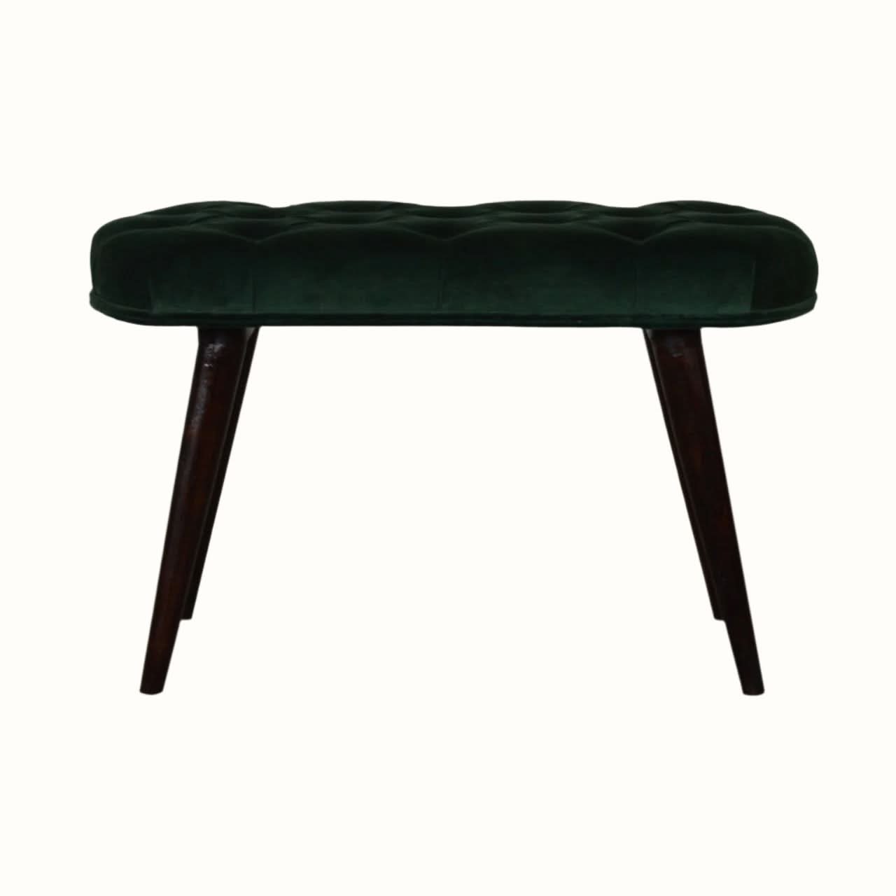 Bokel Home Bench Femia Velvet Bench - Emerald Green/Walnut