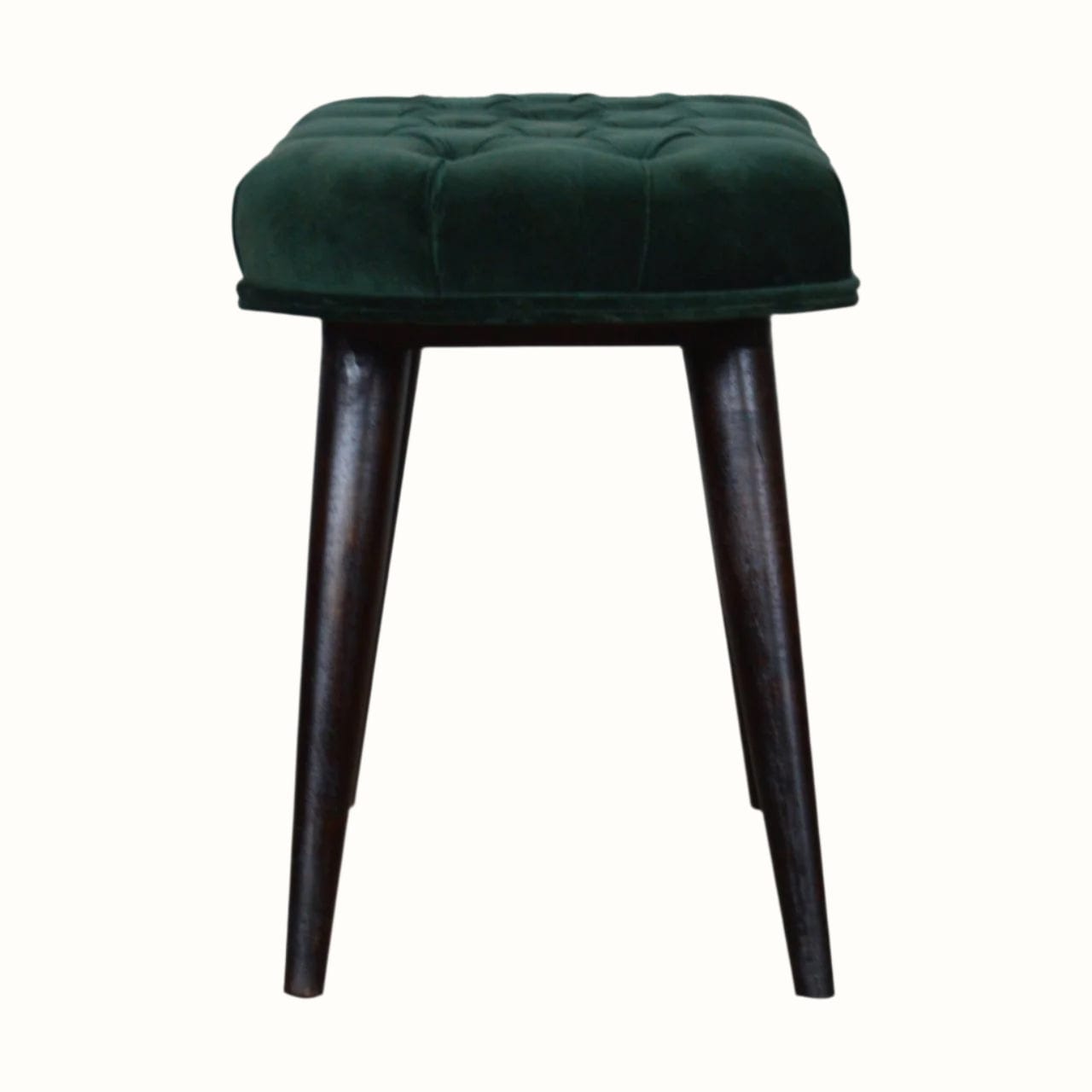 Bokel Home Bench Femia Velvet Bench - Emerald Green/Walnut