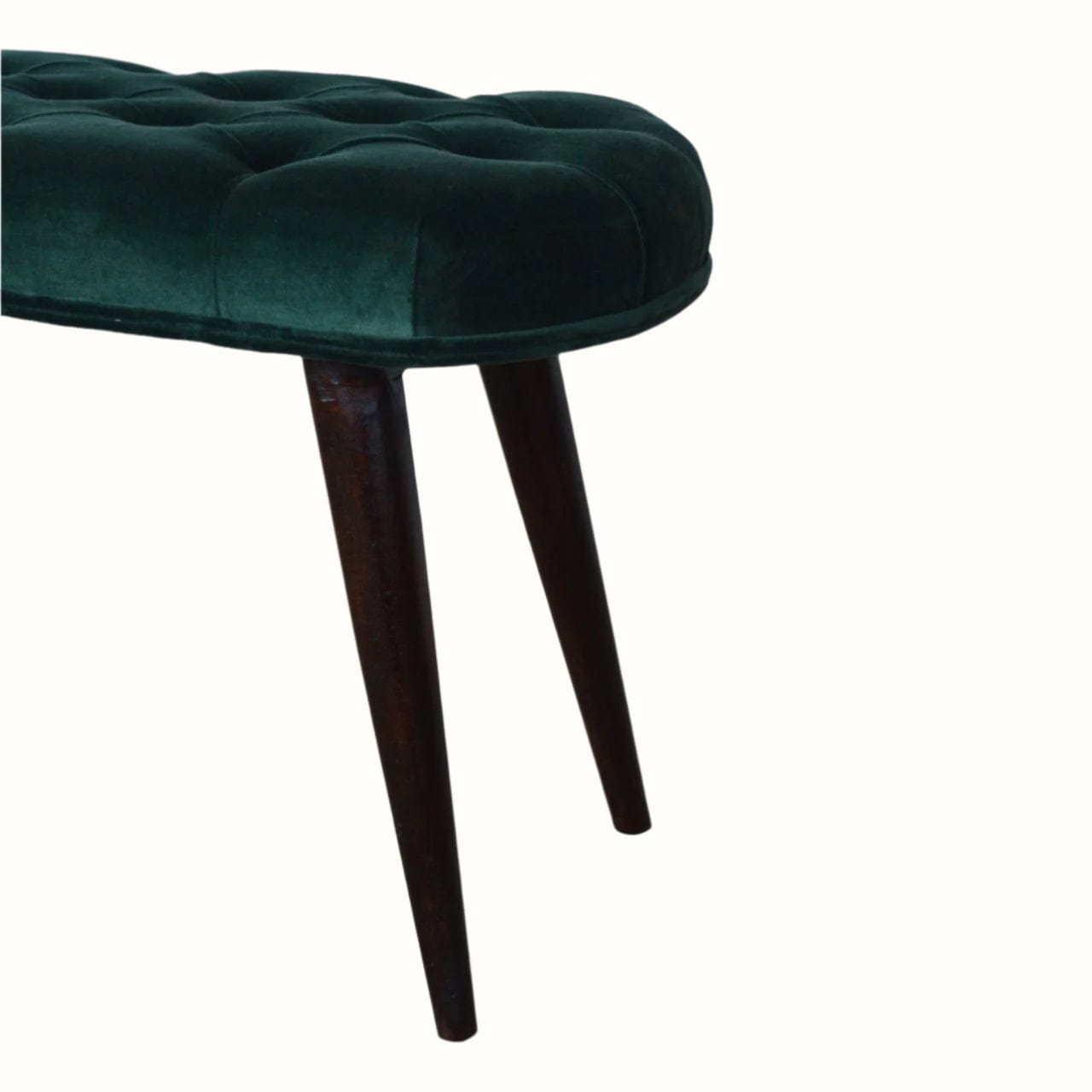 Bokel Home Bench Femia Velvet Bench - Emerald Green/Walnut
