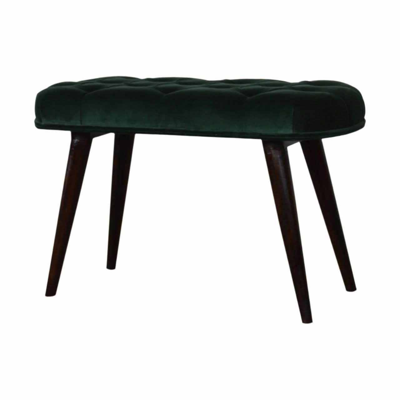 Bokel Home Bench Femia Velvet Bench - Emerald Green/Walnut