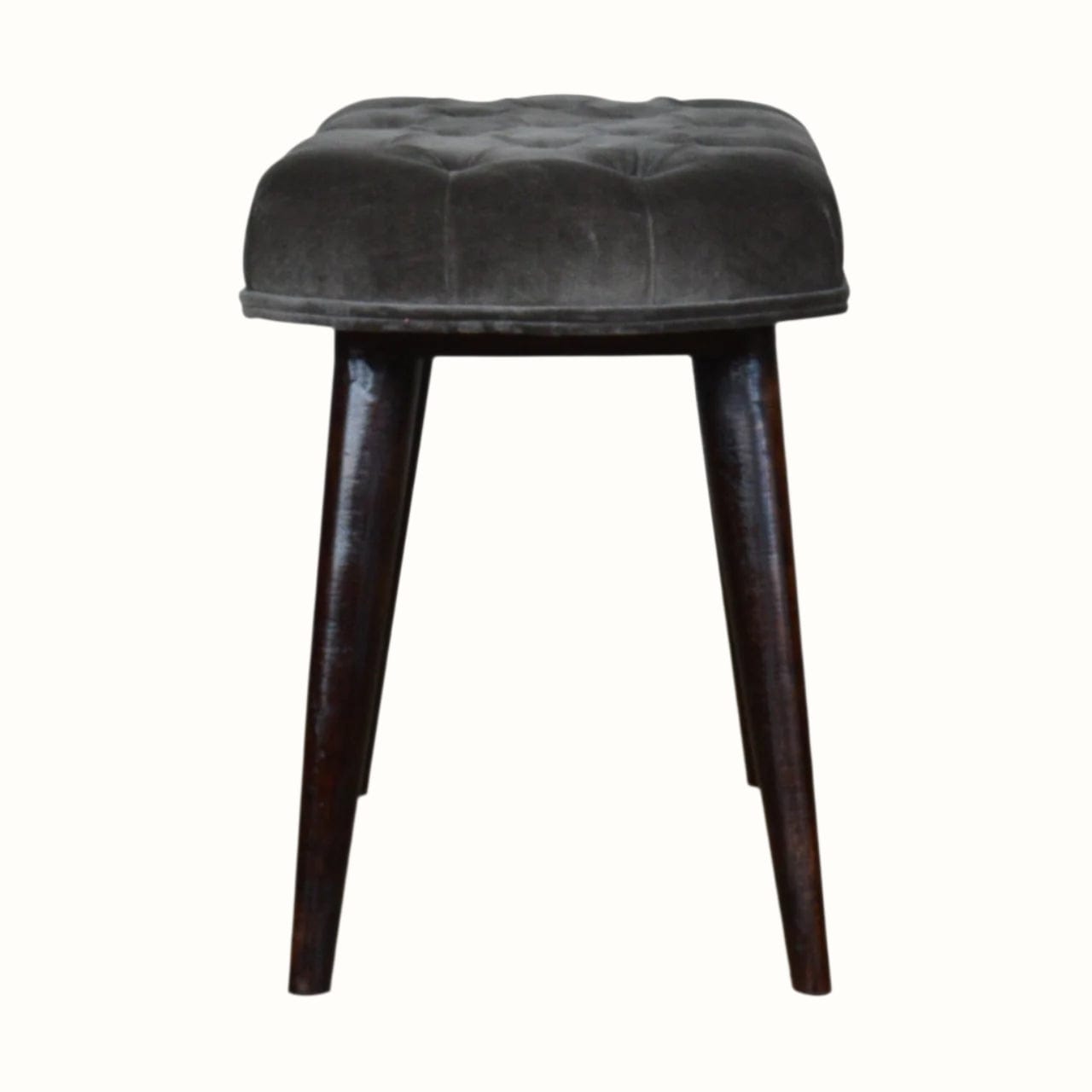 Bokel Home Bench Femia Velvet Bench - Grey/Walnut
