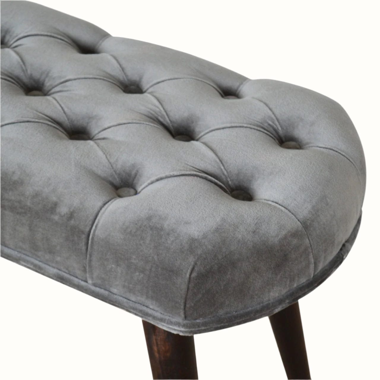 Bokel Home Bench Femia Velvet Bench - Grey/Walnut