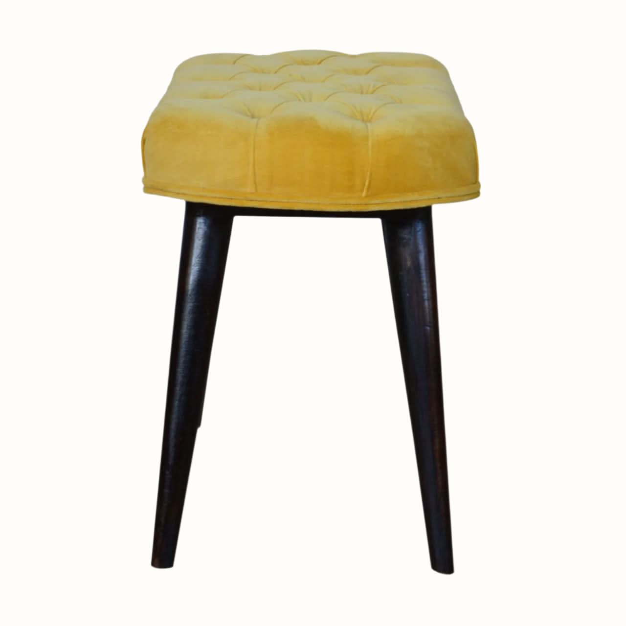 Bokel Home Bench Femia Velvet Bench - Mustard Yellow/Walnut