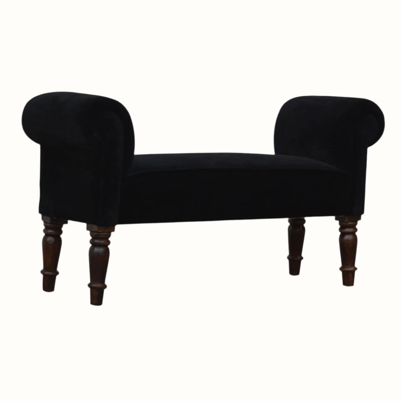 Bokel Home Bench Mineo Velvet Bench - Black/Walnut