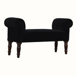 Bokel Home Bench Mineo Velvet Bench - Black/Walnut