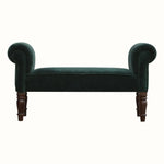 Bokel Home Bench Mineo Velvet Bench - Forest Green/Walnut