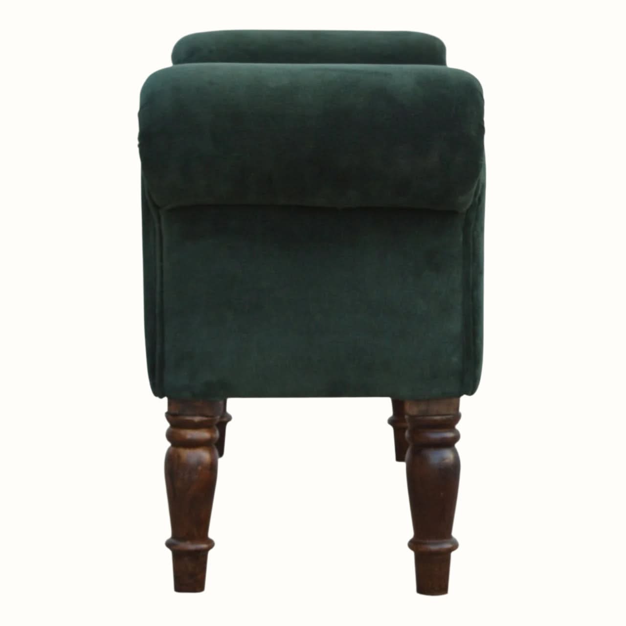 Bokel Home Bench Mineo Velvet Bench - Forest Green/Walnut