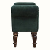 Bokel Home Bench Mineo Velvet Bench - Forest Green/Walnut
