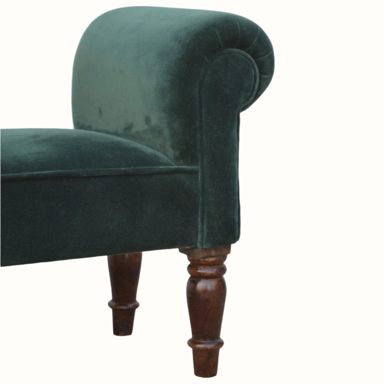 Bokel Home Bench Mineo Velvet Bench - Forest Green/Walnut