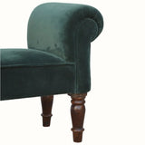 Bokel Home Bench Mineo Velvet Bench - Forest Green/Walnut